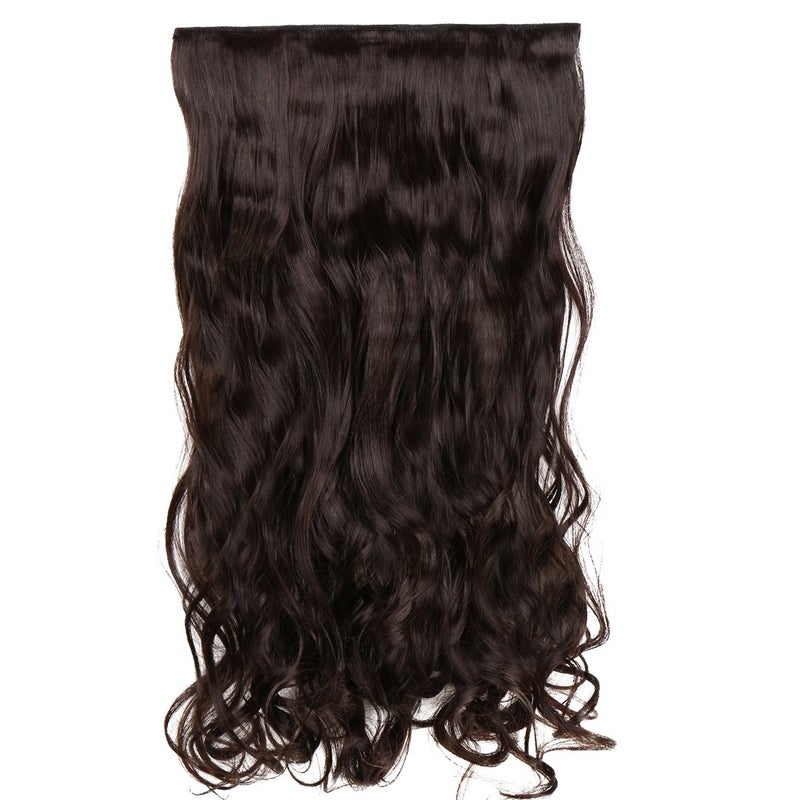 S-noilite Elegant 29"(73cm) Longest Curly Dark Brown 3/4 Full Head One Piece 5 Clips Clip in Hair Extensions - Image 2